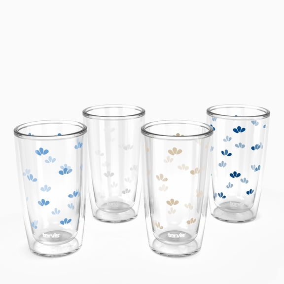 Tervis MediterraBlue Collection Made in USA Double Walled  Insulated Tumbler Travel Cup Keeps Drinks Cold & Hot, 16oz 4pk, Assorted