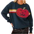 thumbnail image 7 of Womens Ghost Crewneck Sweatshirts Halloween Fake Two-Piece Sweat Shirts Long Sleeve Pullover Loose Fall Tops Gray, XL, 7 of 7