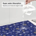 thumbnail image 4 of Uemuo Golden Snowflakes Royal Blue Pattern Dish Drying Mat,16*18 inch Absorbent Dish Drainer Kitchen Counter,Large Size Dish Drying Pad for Countertops,Sinks,Draining Racks, 4 of 6