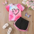 thumbnail image 2 of TOWED22 Toddler Baby Girl Clothes Cute Bow Short Sleeve T Shirts Top Ruffle Shorts Set 2 Piece Summer Outfits Hot Pink,3-4 Y, 2 of 8