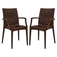 thumbnail image 1 of LeisureMod Fauteuil de Salle à Manger Moderne Tissé en Masse pour Intérieur et Extérieur, Brun, Ensemble de 2, 1 of 9