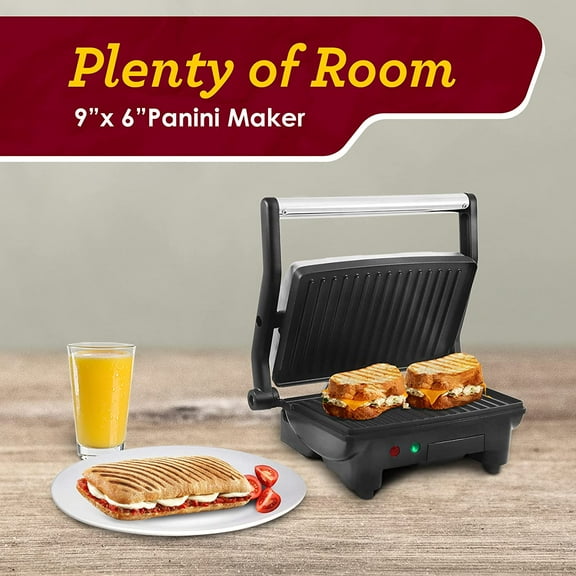 2-in-1 Nonstick Press & Indoor Grill, 180- Sandwich Maker, Removable Grease Tray