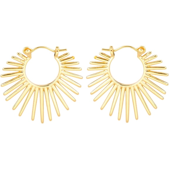 XBage Sunburst-Style Hinged Hoop Earrings Trendy Statement Chunky Textured Huggie Earrings[D206]