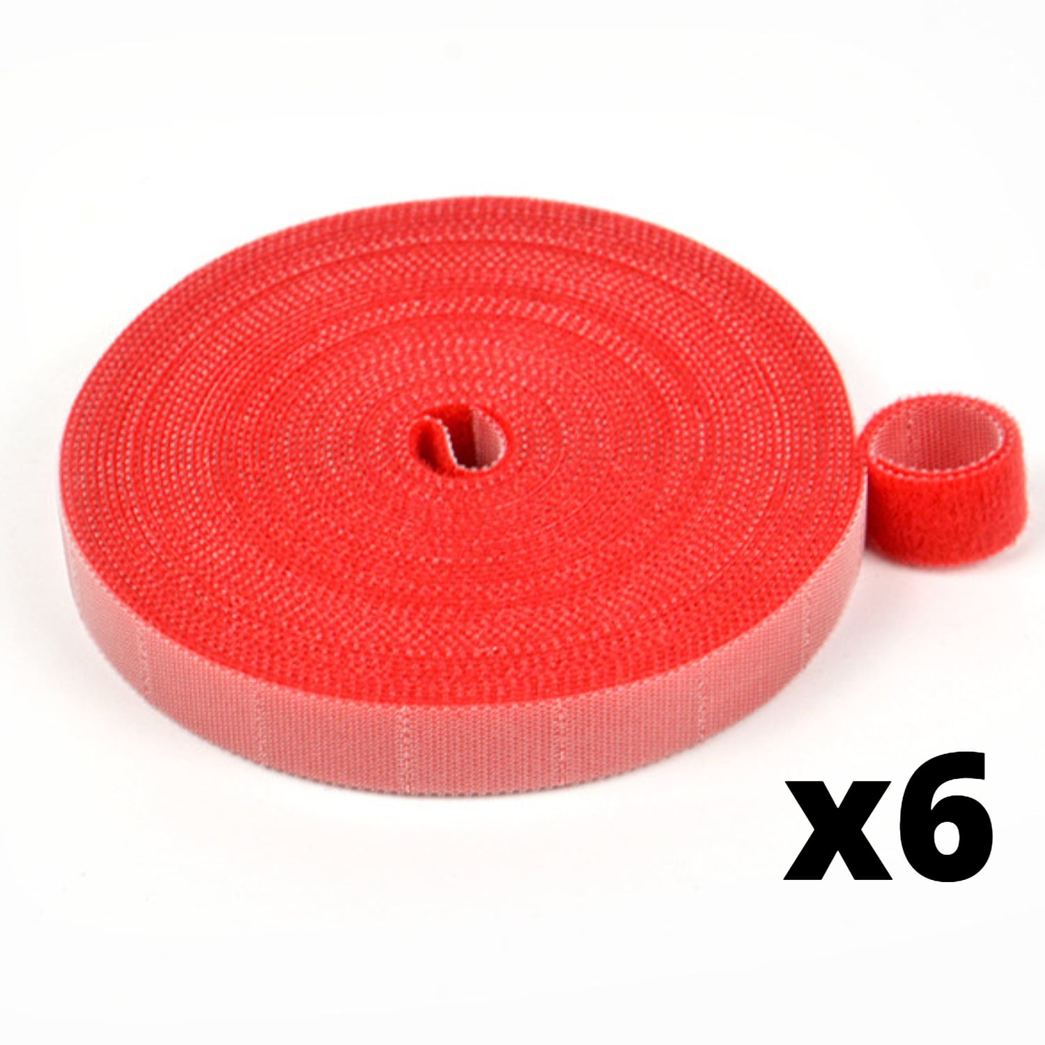 fairdog 6pack Red 10ft/Roll Hook and loop Straps Reusable, Double Side