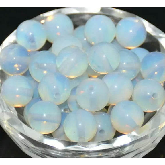 HOOUN Gemstone Round Spacer Loose Beads 2mm 4mm 6mm 8mm 10mm 12mm 15.5"-10mm-15 Synthetize Opalite