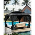 thumbnail image 4 of Juiluna Hardtop Gazebo 10'x12' for All Weather, with Double Metal Roof, Aluminum Alloy Frame, Net, and Curtain, Permanent Building for Patio, Deck, Backyard, Lawn, and Garden, Gray, 4 of 6