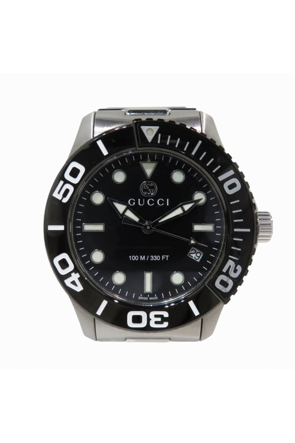 Pre-Owned Gucci Timeless Diver Watch, Total Weight 166.5g, Stainless Steel, Quartz, Black Dial,...