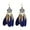 Dark Blue, variant on Long Feather Dangle Drop Statement Earrings for Women Gold-Toned Bohemian Enamel Fan Shaped Leaf Turquoise Beads Fringe Tassel Dangling Studs Earring Lightweight Fish Hook Vintage Ethnic Jewelry