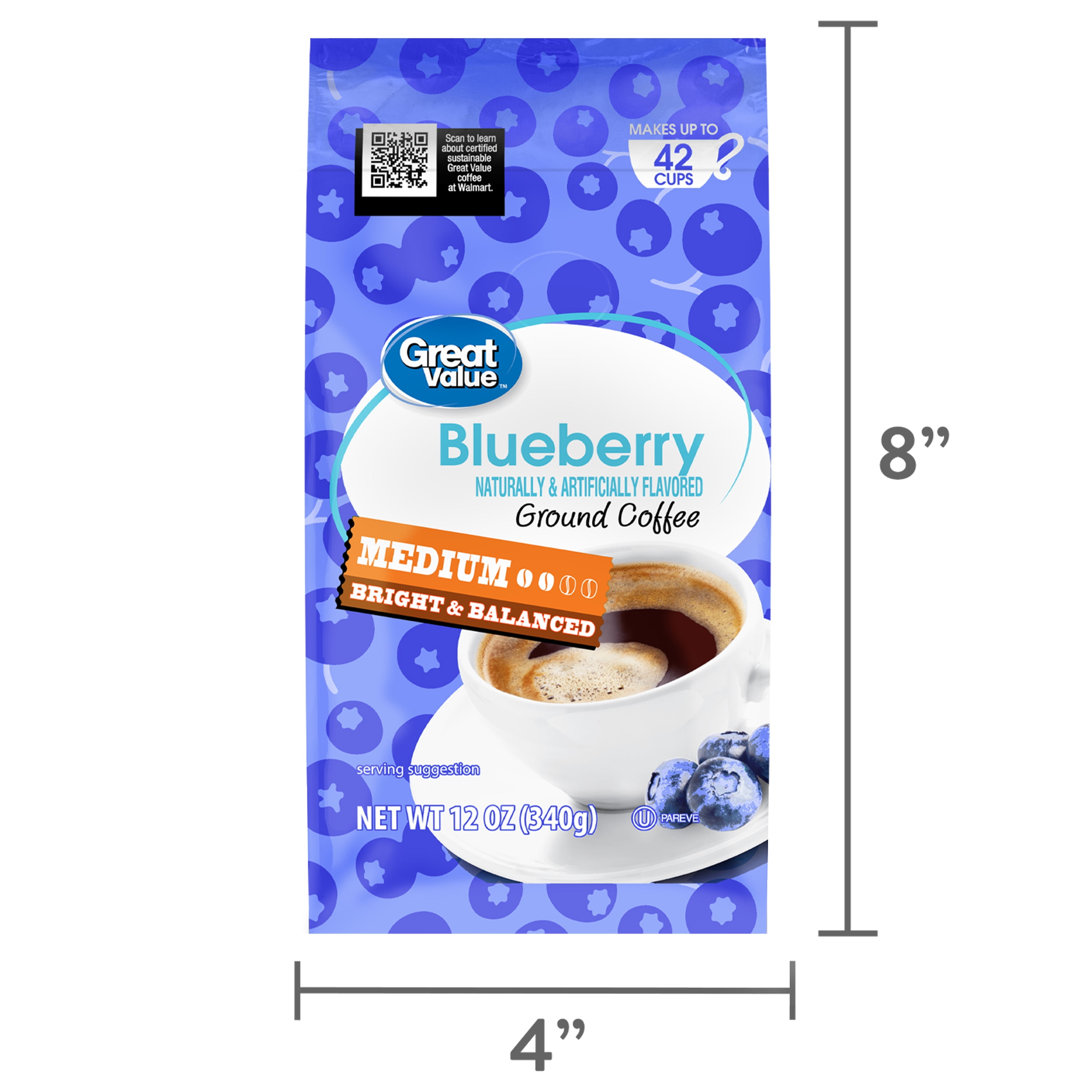 Great Value Blueberry Medium Roast Ground Coffee, 12 oz