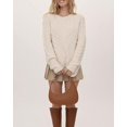 thumbnail image 6 of Czanzd Women's Cable Knit Asymmetrical Hem Sweater Crewneck Pullover Top-Apricot,XL, 6 of 7