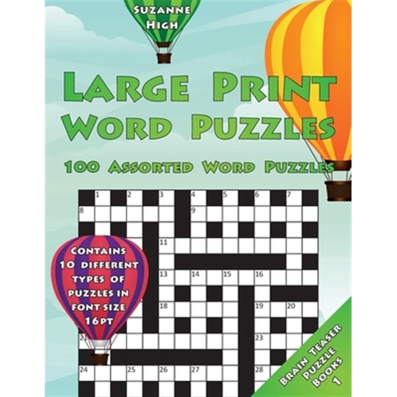 Pre-Owned Large Print Word Puzzles: 100 Assorted Word Puzzles: Contains 10 Different Types of Puzzles in Font Size 16pt (UK Edition): Volume 1 (LARGE PRINT Brain Teaser Paperback - USED