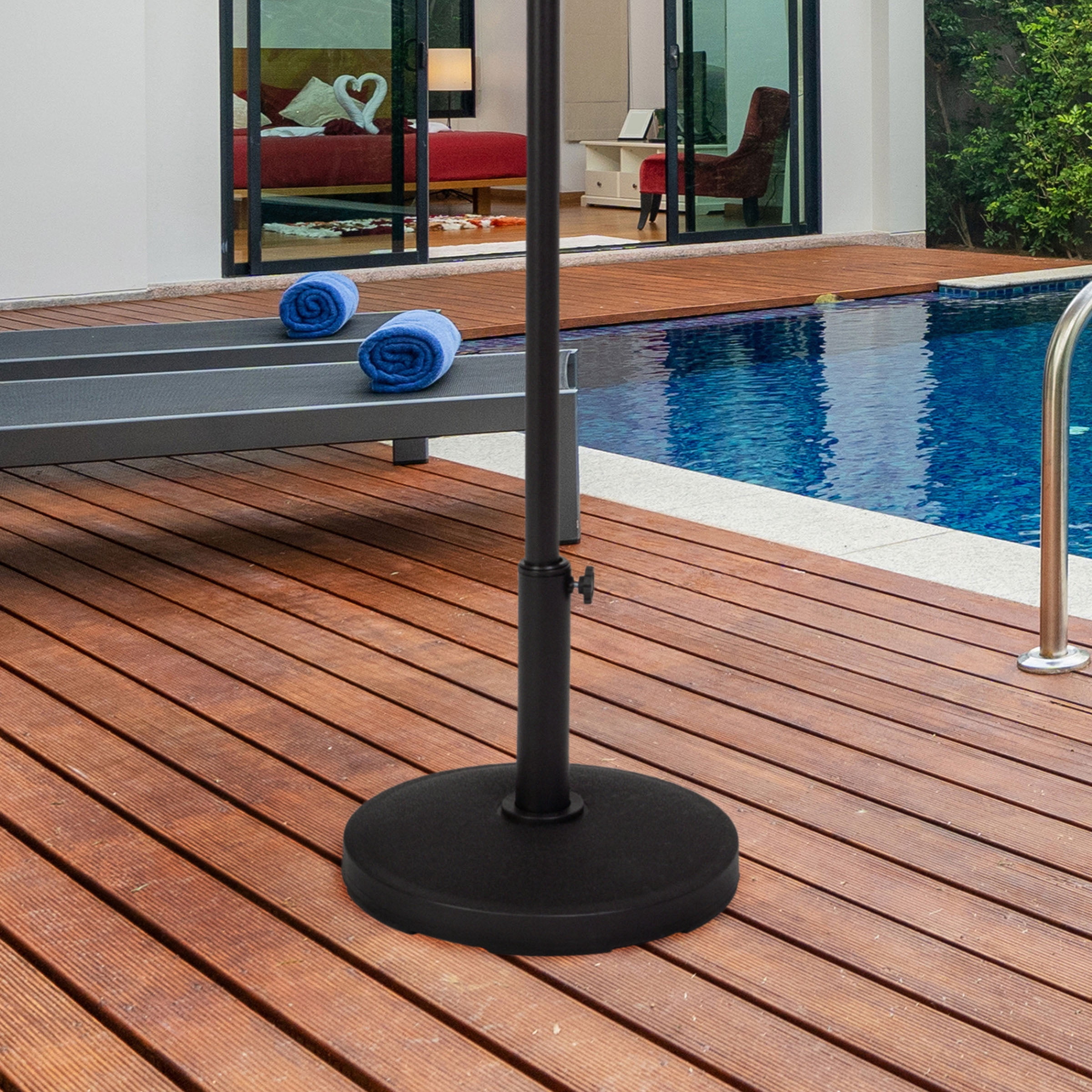 Pure Garden 26lb Umbrella Base – Durable Polyethylene & Cement Patio Stand for 6–9ft Umbrellas, Black