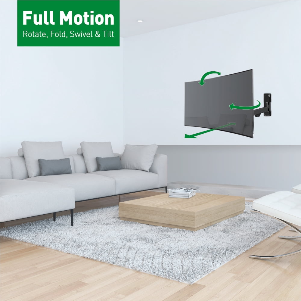 Barkan 13 - 43 inch Full Motion - 4 Movement TV Wall Mount Black Patented to Fit Various Screen Types UL Listed