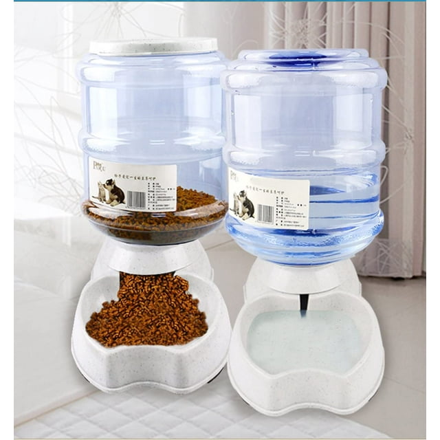 Automatic Food And Water Dispenser For Cats And Dogs, Automatic Feeder For Cats, Automatic Food Dispenser & Water Drinker In A Set For Small Animals, Dog Bowl, Each 3.8l Pba Free