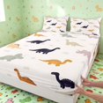 thumbnail image 4 of Manfei Lovely Dinosaur Animals King Sheets,Kawaii Wildlife Bedding,Cream,4-Piece,1 Flat Sheet,1 Fitted Sheet and 2 Pillowcases, 4 of 6