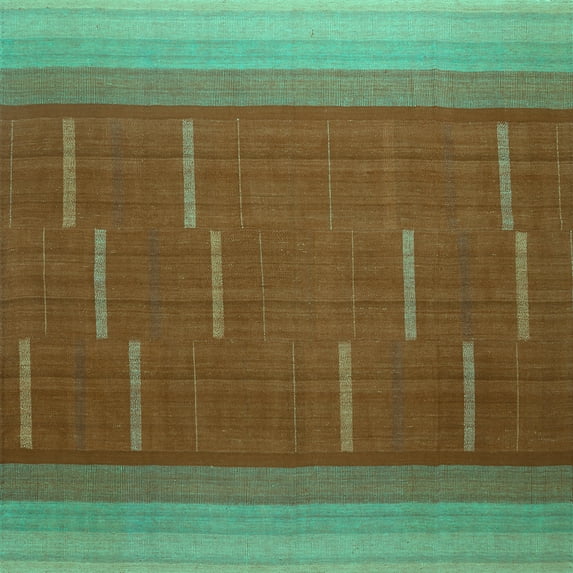 Ahgly Company Indoor Square Abstract Turquoise Blue Contemporary Area Rugs, 3' Square