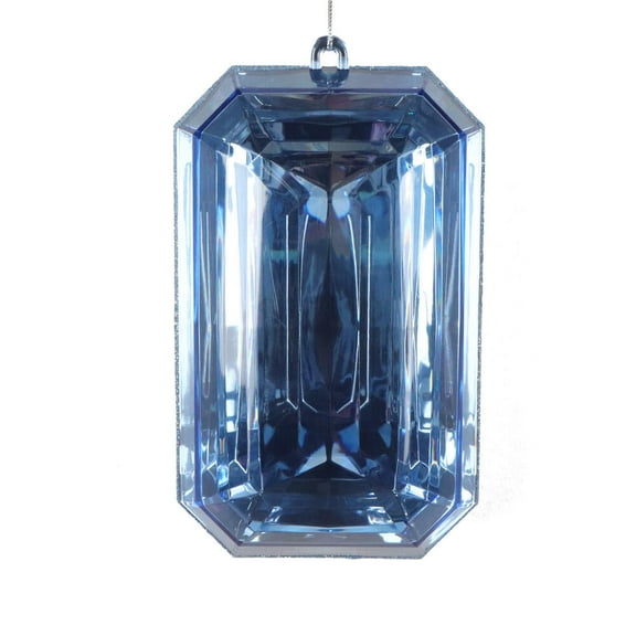 8" Baby Blue Rect Jewel Glitter Orn 2/Bg