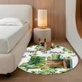 thumbnail image 2 of St. Patrick's Day Round Area Rug 7Ft Washable Circle Rugs for Dorm Laundry Room, Lucky Shamrocks Boots Books Green Plants Non-Slip Carpet Floor Mats Indoor Outdoor Carpet Runner Aesthetic Home Decor, 2 of 8