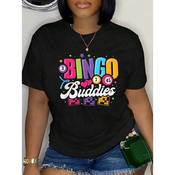 Bingo Buddies Lucky Game Players Funny Men Women T-Shirt Graphic Tee summer Tops For Women Round Neck Fashion Cotton shirts
