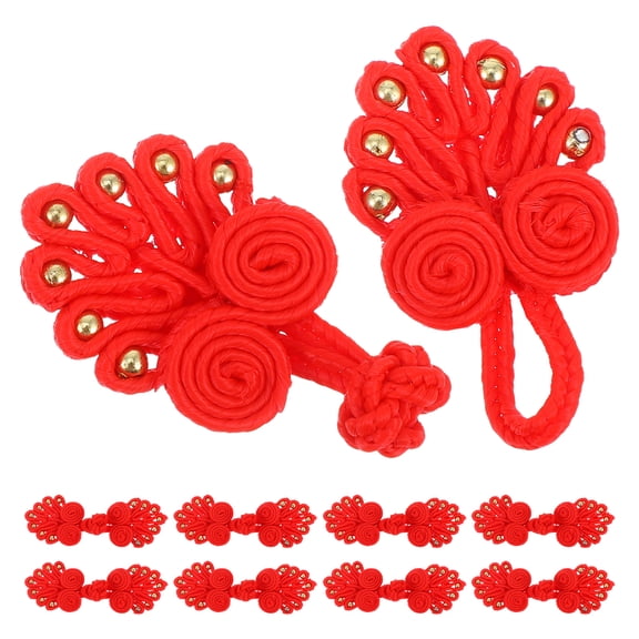 Zehuanyu  12 Pcs Chinese Knots Buttons Closure Sweater Sweaters Clothes Rack Long Board Cheongsam Red