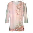 thumbnail image 5 of CYMMPU Blouses for Women Dressy Casual Crew Neck Floral Pattern Loose Fit T-Shirts Fall Fashion Shirts 3/4 Sleeve Spring Tops Lightweight Basic T-Shirts Pink XL, 5 of 5