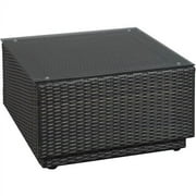 Home Styles Riviera Outdoor Cocktail Table with Glass Top, Brown