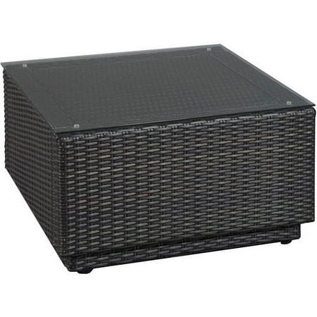 Home Styles Riviera Outdoor Cocktail Table with Glass Top, Brown