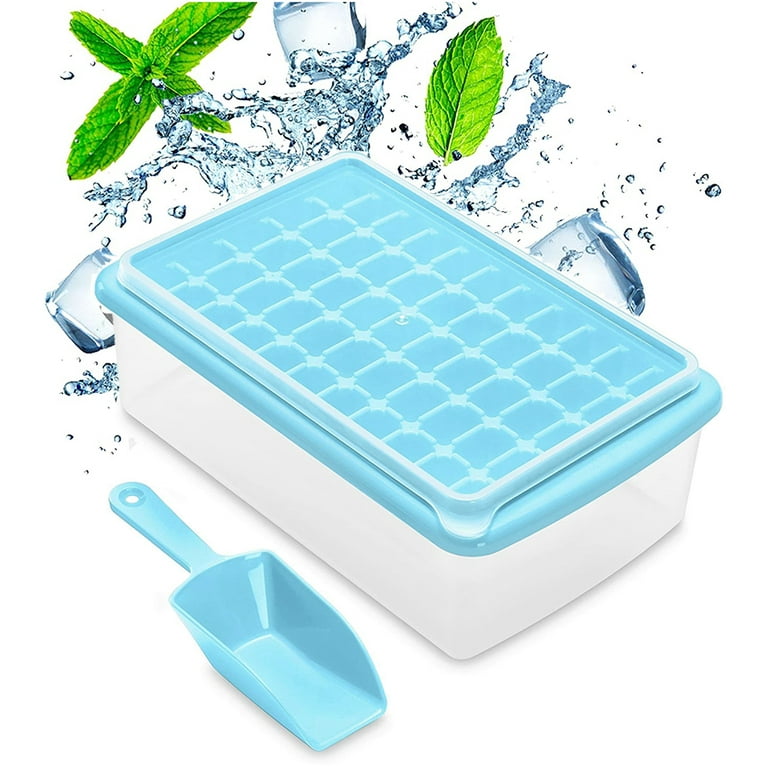 CTSZOOM Ice Cube Tray with Lid and Bin &Scoop, 64 pcs Ice Cubes