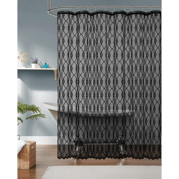 WARM HOME DESIGNS Black Modern Shower Curtain 72 Inches Long. GSH Black 72
