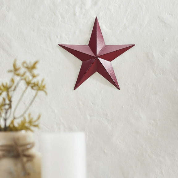 VHC Brands Patriotic Metal Star Distressed 8x8, Independence Day Decor, Decorative Wall Hanging, Rustic Farmhouse Decorations, Burgundy, Black