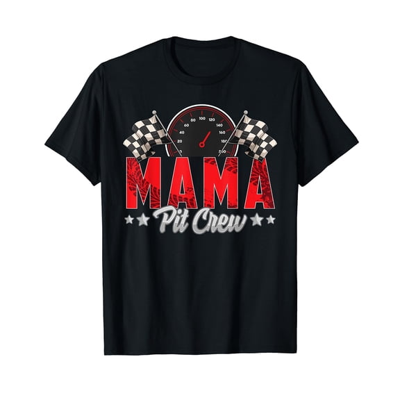 Race Car Birthday Party Racing Family Mama Pit Crew Black T-Shirt