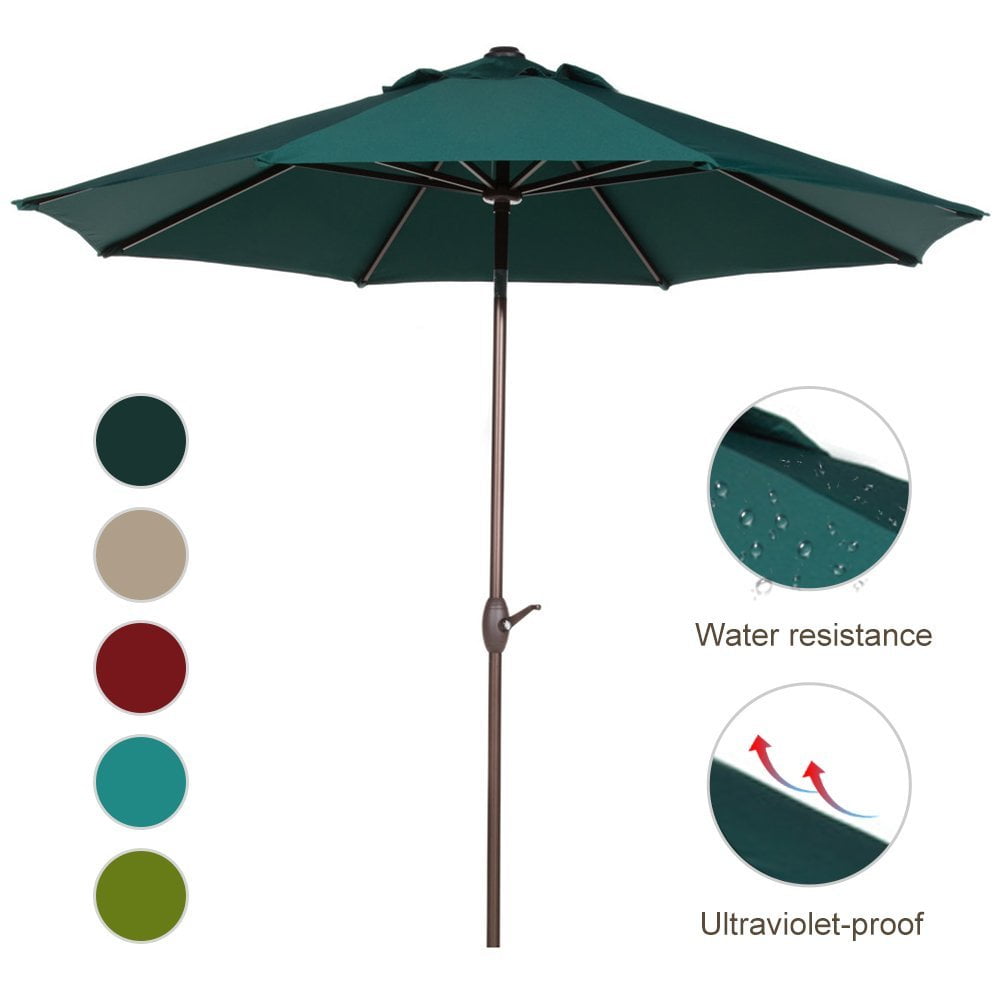 Abba Patio 9-Ft Aluminum Patio Umbrella with Auto Tilt and Crank, 8 Ribs, Beige by Abba Patio