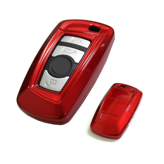 Exact Fit Red Finish Key Fob Hard Shell Cover For BMW 1 2 3 4 5 6 7 Series X3 2nd Gen Smart Key (FCC: YGOHUF5767 YGOHUF5662, etc)