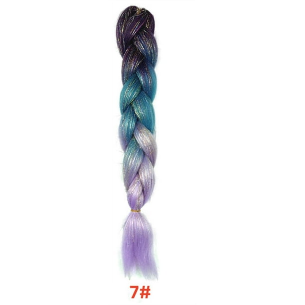 onlyliua para Interior/Exterior Trenza de Seda Sucia Tejida a Mano, Trenza Grande Seda y Oro Brillante, Extensión de Trenzas de Cabello de Pirofilamento 24 Pulgadas, Extensión de Cabello con Purpurin