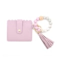 thumbnail image 1 of Women Keychain Bag with Tassel Wallet Fashion Key Chain Snap Button Card Holder Bangle Bracelet Keyring Pendant Accessory Light Purple, 1 of 8