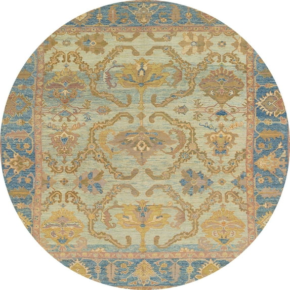 Ahgly Company Machine Washable Indoor Round Abstract Dark Almond Brown Area Rugs, 6' Round
