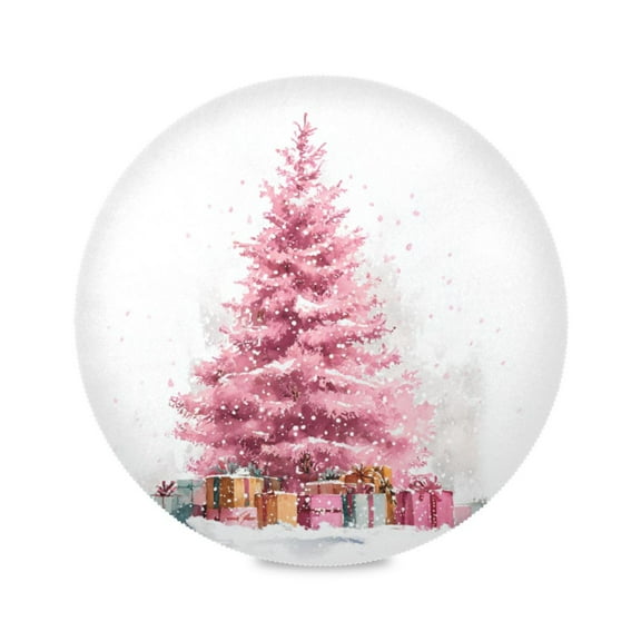 IAUYY Set of 1 Round Placemats for Dining Tables Heat-Resistant and Wear-Resistant DIY Printing Design Table Placemats，Applicable for Christmas Pink Christmas Tree