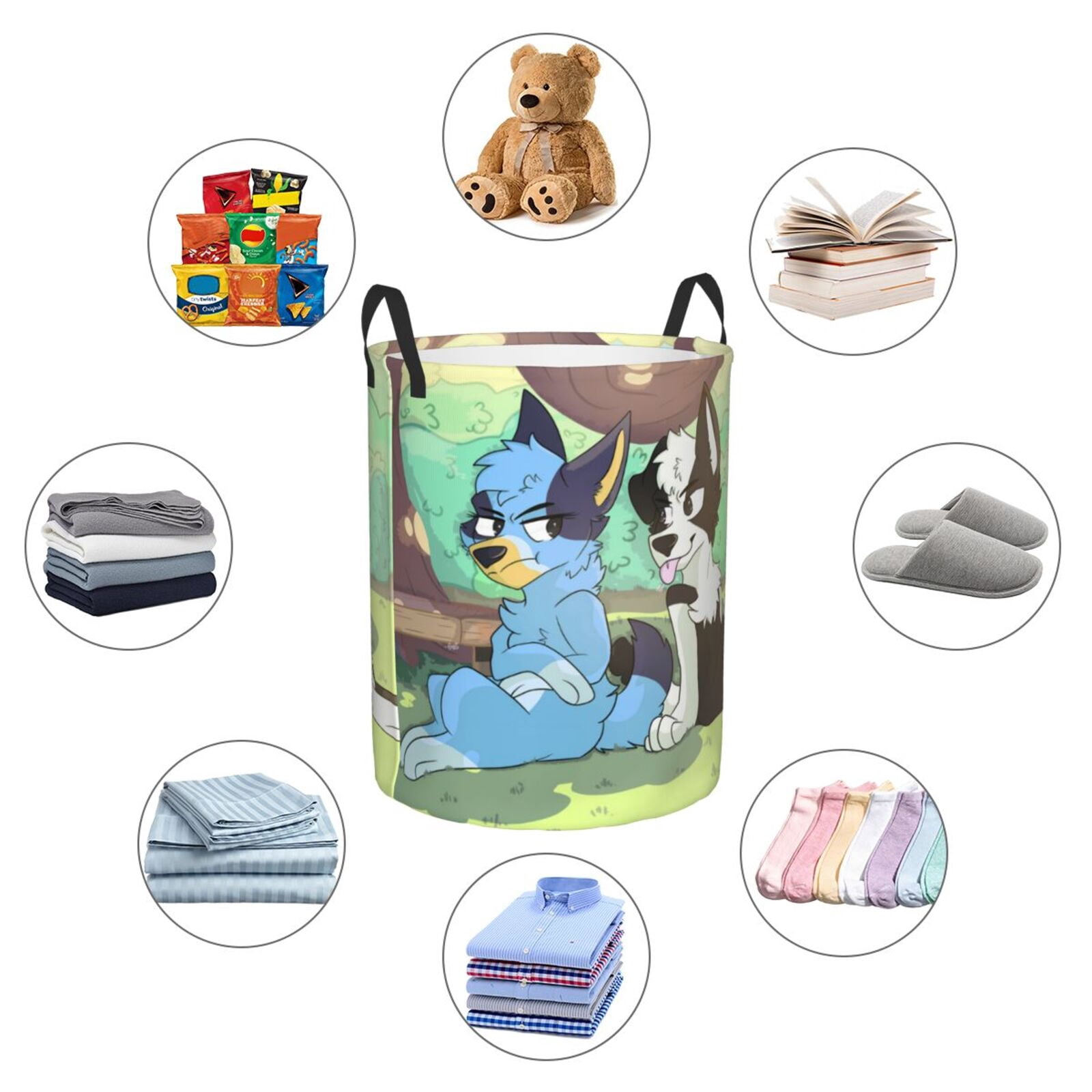 Johaoi Bluey Pattern Round Large Laundry Basket -Storage Basket - Toy Storage Basket, Perfect as Hamper, Kids Room Storage, and Toy Containment-