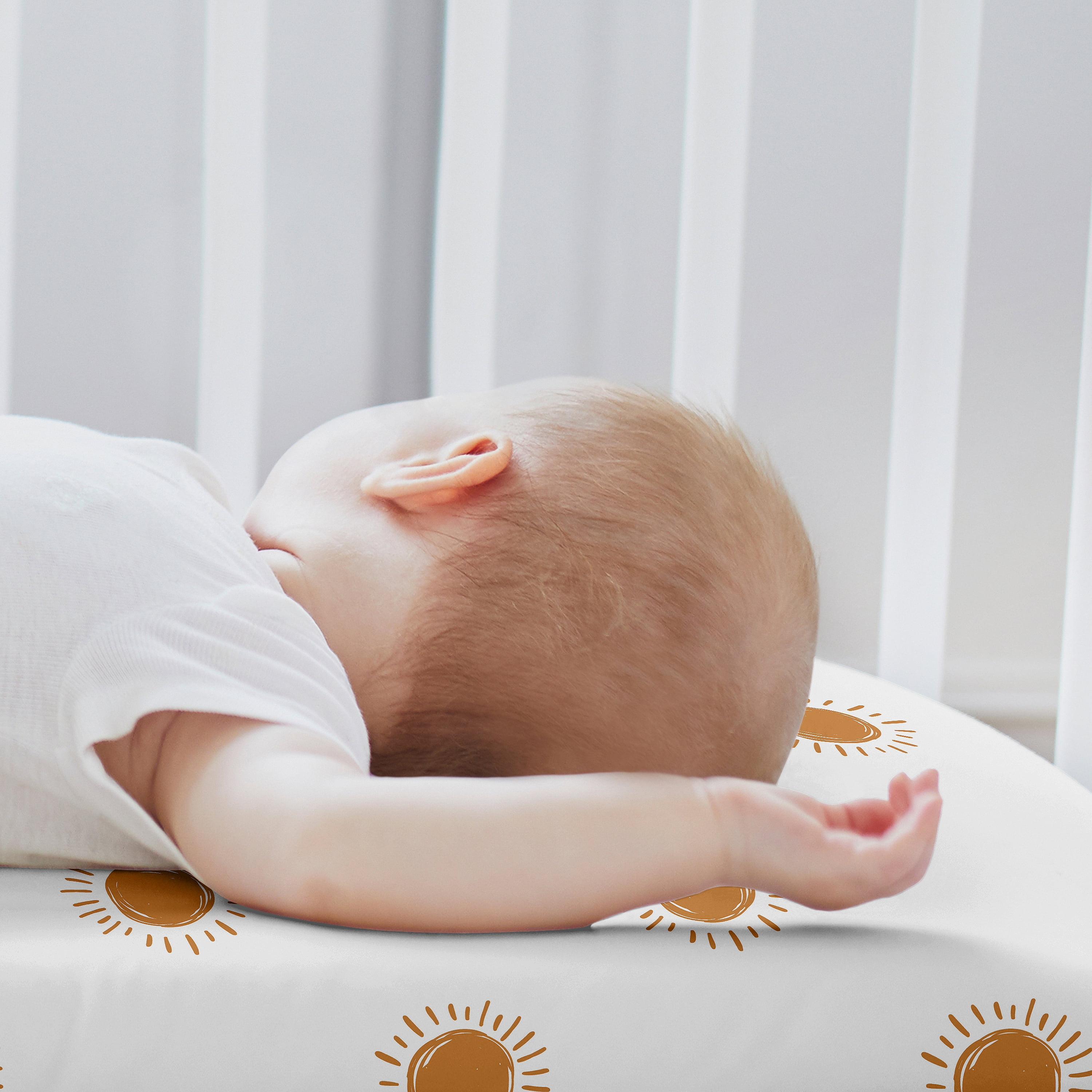 Sweet Jojo Designs Boho Sun Orange and White Baby Bassinet Fitted Sheets 2 Piece Set