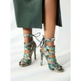 thumbnail image 4 of SACFOF Women's Open Peep Toe High Heels Stiletto Heeled Sandals Sexy Dressy Shoes Snakeskin Lace Up Ankle High Heeled Sandals, 4 of 7
