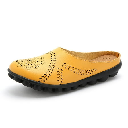 

BRISEZZS Womens Slide Sandals- Casual Open Toe Fashion Plus Solid New Style Summer Flat Slide Sandals #688 Yellow-44