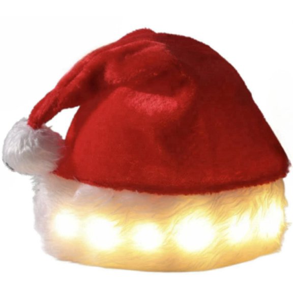 1 Christmas Light Up Santa Clause Hat Plush Cap Party Cosplay Costume Xmas Hat Gift 3 Light up modes Adult Men and Women Santa Clause