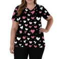 thumbnail image 5 of Womens Valentine Day Scrub Tops Love Heart Print V Neck Cute Plus Size Scrub Tops Quick Dry Short Sleeve Nursing Scrubs with Pockets Black 3XL, 5 of 5