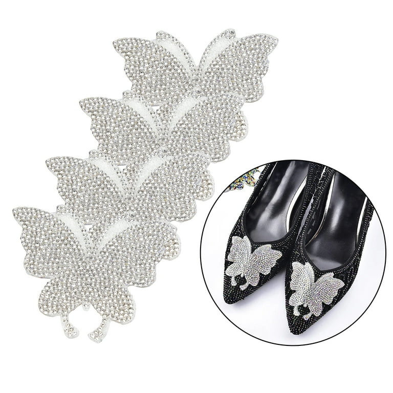 Iron on Rhinestones Bling Butterfly Decal Emblem for DIY