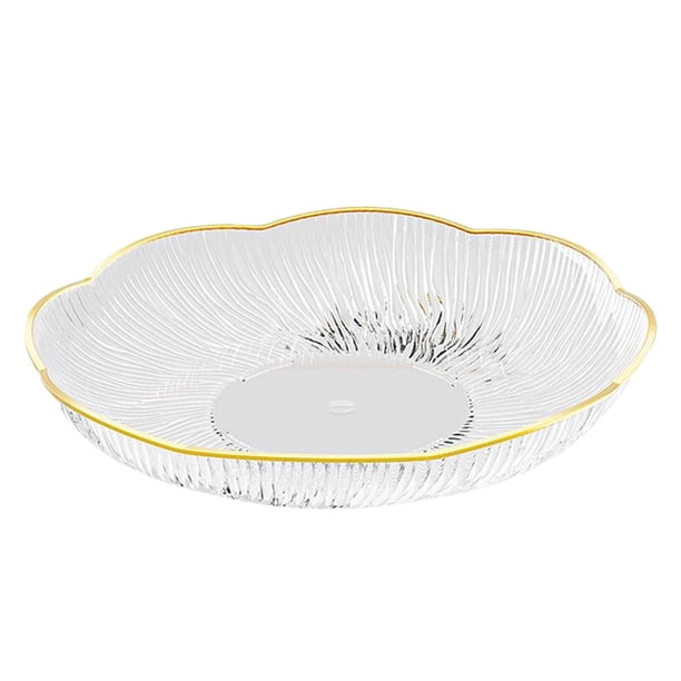 Plato de frutas, plato de postre, utensilios de cocina, frutero redondo decorativo, bandeja para servir para bodas, encimeras, cumpleaños y eventos. S Blanco