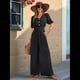 thumbnail image 4 of Mono de Mujer de Corta con Cuello en V, Elegante, Informal, con Pierna y Pantalones. Negro S, 4 of 10