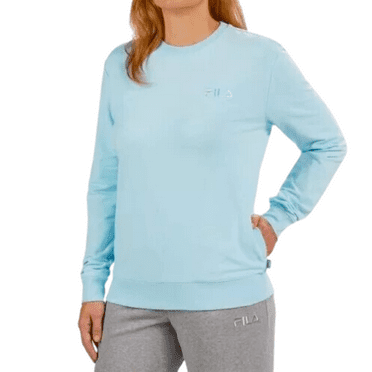 Fila Womens Midweight French Terry Crewneck Long Sleeve Sweatshirt  Crystal Blue XXL