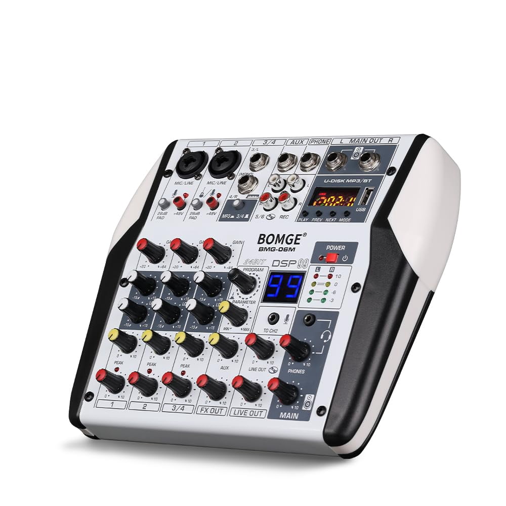 Controlador mezclador de audio para DJ BOMGE 06M Bluetooth de 6 canales ...