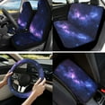 thumbnail image 2 of Yuyamidu 13 Pcs Purple Galaxy Auto Seat Cover Sets Starry Sky Steering Wheel Cover Seatbelt Pad Universal Armrest Cover Pad Cup Holders Lip Gloss Bag Keychain Car Accessories Set, 2 of 6
