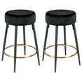 thumbnail image 2 of Duhome Counter Height Bar Stools Set of 2 Barstools Counter Stools Round Kitchen Stools Backless Velvet Stool, Black and Gold, 2 of 7